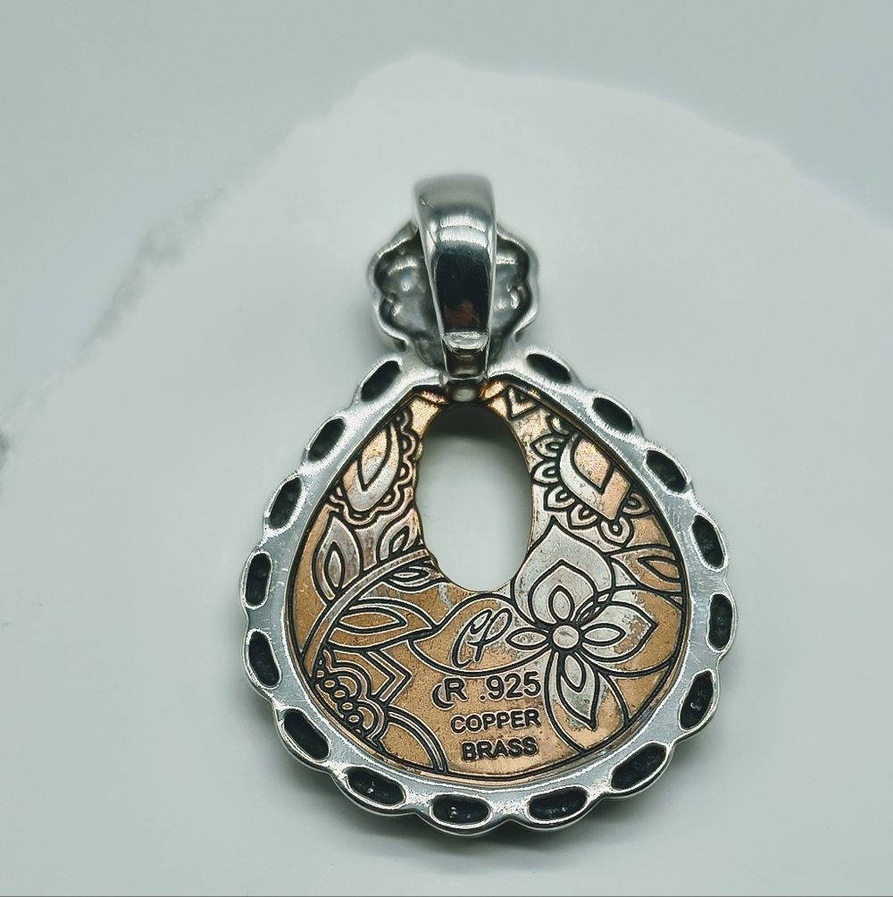 Carolyn Pollack Relios Sterling Silver Mixed Metal Turquoise Enhancer Pendant - Picture 7 of 10